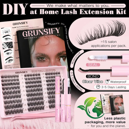 Grunsify Wispy Cluster Lashes, Naturally Blended, 10-16mm, Fluffy and Lightweight, Suitable for Everyday Makeup Applications.