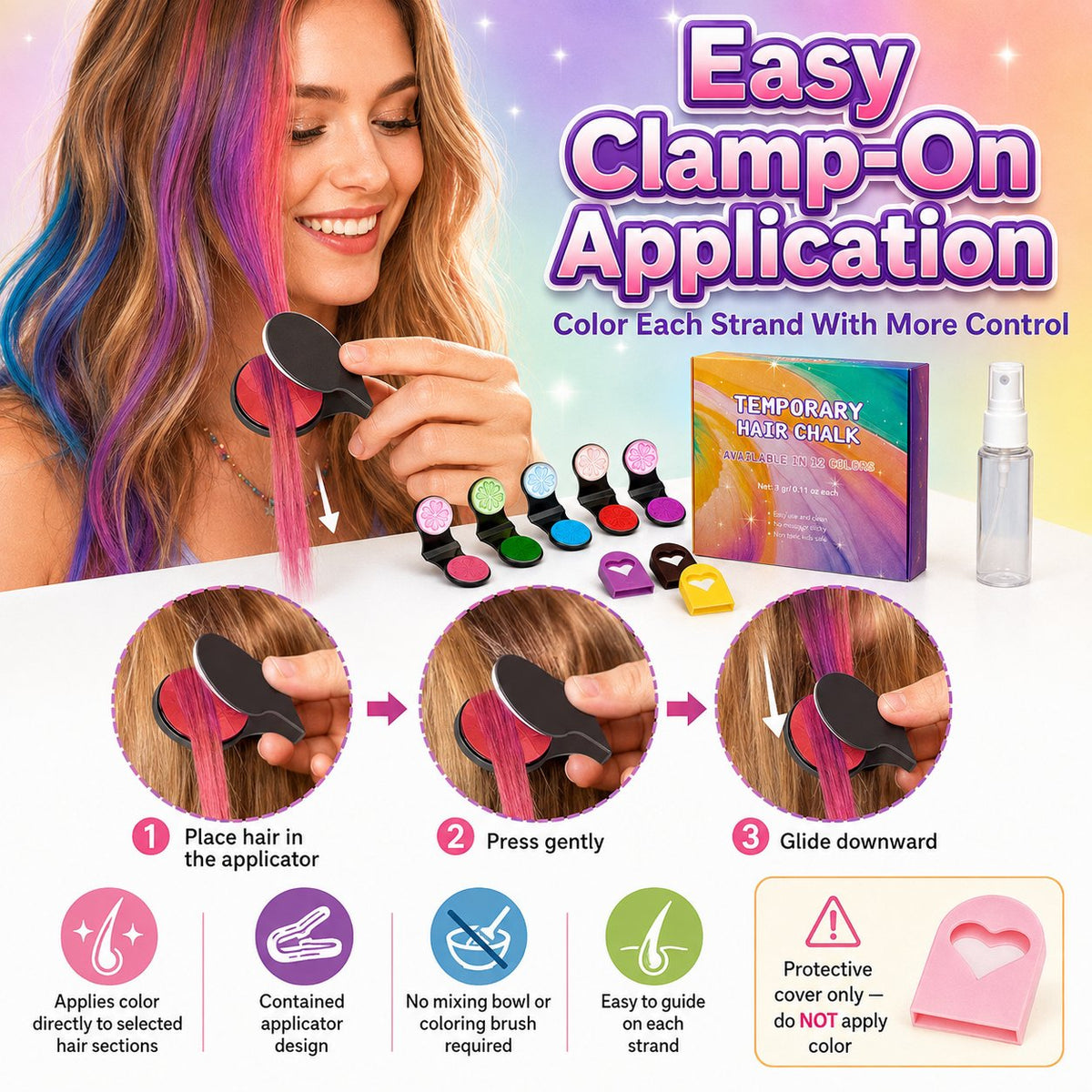 🔥Halloween Temporary Hair Color  🌈12-Color Temporary Hair Chalk Applicator Set