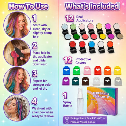 🔥Halloween Temporary Hair Color  🌈12-Color Temporary Hair Chalk Applicator Set