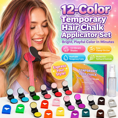 🔥Halloween Temporary Hair Color  🌈12-Color Temporary Hair Chalk Applicator Set