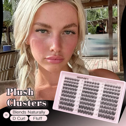 Grunsify Wispy Cluster Lashes, Naturally Blended, 10-16mm, Fluffy and Lightweight, Suitable for Everyday Makeup Applications.